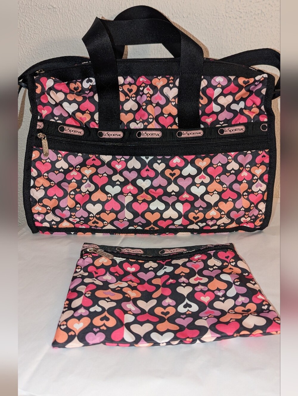 LeSportsac Weekender Bag & Pouch Heart Print Amore